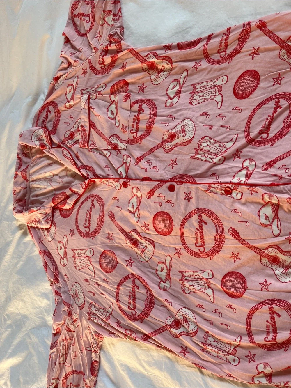 In My Sundays Pink red Cowgirl long Pajama set bamboo rodeo western country XL